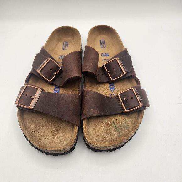 Birkenstock Arizona Sandals Brown Soft Footbed Womens Sz 38 245 L7 M5 Reg Width - Picture 1 of 16